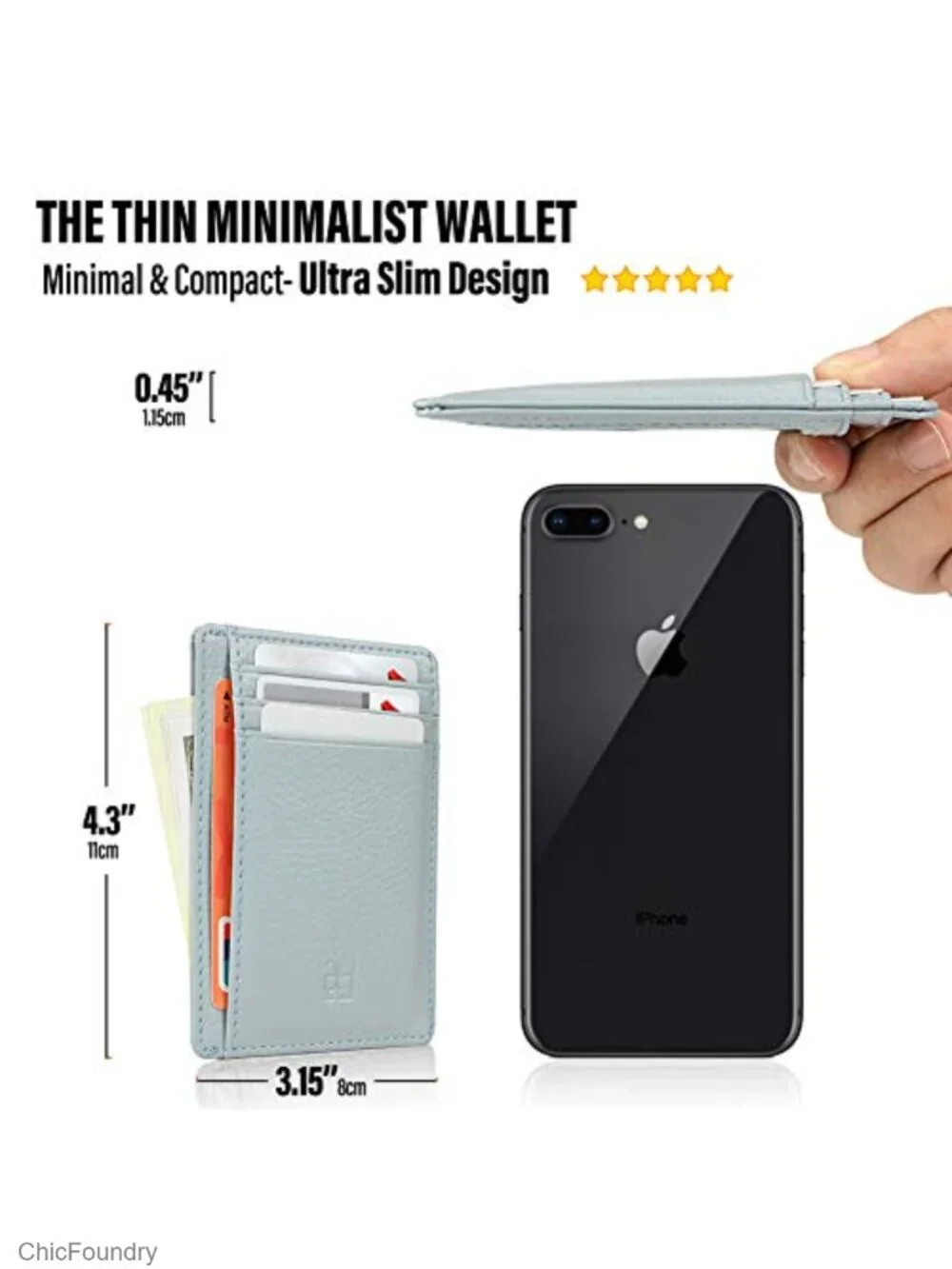 Slim RFID Blocking Leather Card Holder Front Pocket Wallet Minimalist